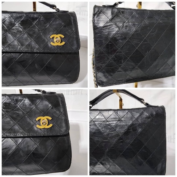 Authentic Chanel Vintage Matelasse Double Turnlock Shoulder Bag Black - Picture 10 of 16